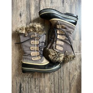 Women's Sorel Joan of Artic Waterproof Winter Boot Size 9 Quarry Black